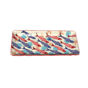 Petit Plat Rectangle Mélamine LPR14 "Banc de Sardines"